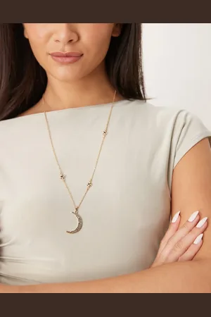 DesignB London Celestial crystal long necklace in