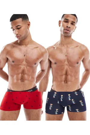 Ralph Lauren 2 pack trunks with bear logo in red and