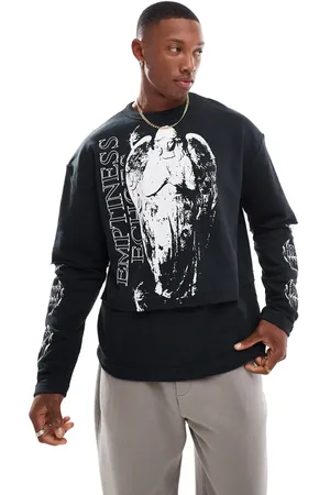 Bershka Double layer cherub printed sweatshirt in