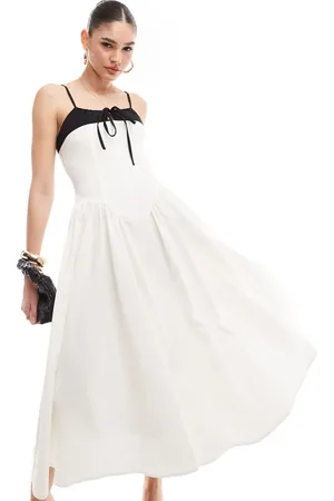 Extro & Vert Corset top pleated midi dress in