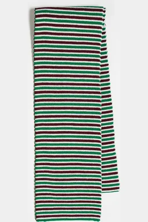 Reclaimed Unisex scarf in burgundy and green stripe