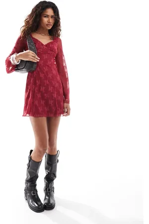 Daisy Street Long sleeve lace mini dress in