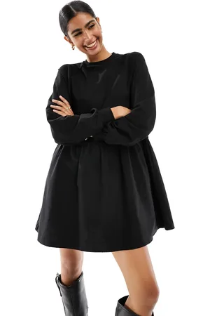 Miss Selfridge Poplin and jersey mix smock mini dress in