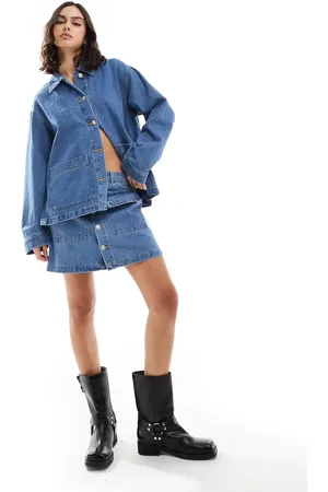 Pieces® Utility denim mini skirt co-ord in medium