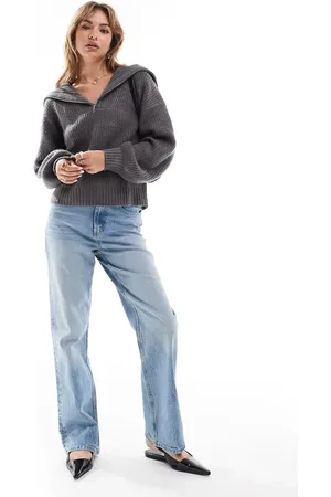 Brave Soul Ribbed half zip jumper in dark