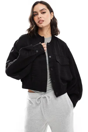 Object Cropped textured bomber jacket in