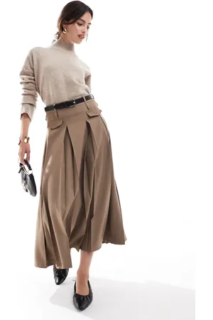 ASOS Tailored midaxi skirt in tan