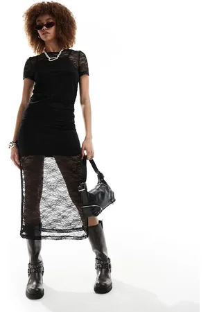 Noisy May Short sleeve lace midaxi dress in