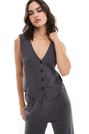 Pieces® Structured jersey waistcoat co-ord in magnet