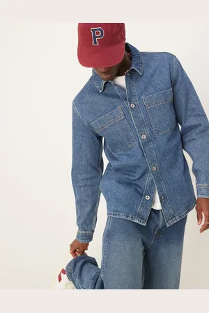 SELECTED Boxy denim overshirt in mid