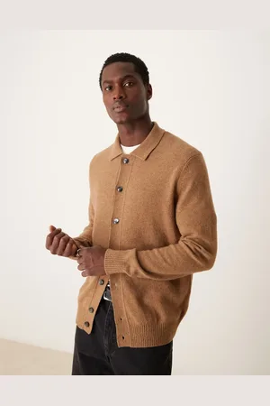 MANGO Collar detail button down cardigan in camel