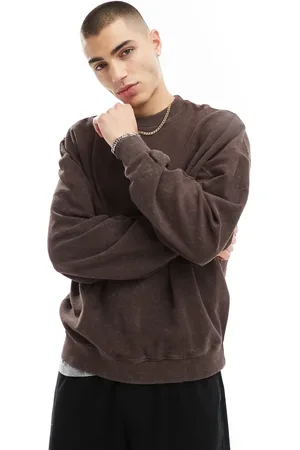 Bershka Textured sweatshirt in brown