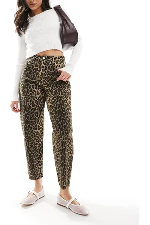 Threadbare Leopard print barrel jeans