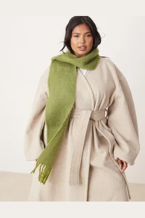MANGO Wool mix tassle scarf in