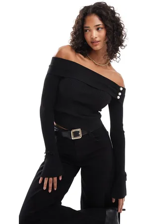 The Frolic X Bella Stovey pearl detail bardot flared sleeve jumper in