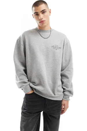 ASOS Oversized sweatshirt with embroidered chest print in marl