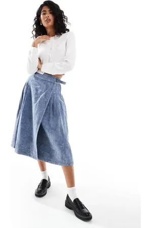 Native Youth Pleated jaquard kilt midi skirt in