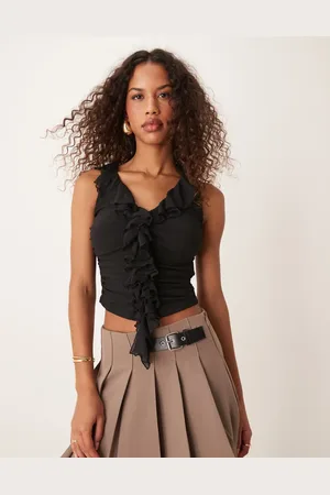 New Look Mesh ruffle sleeveless vest in