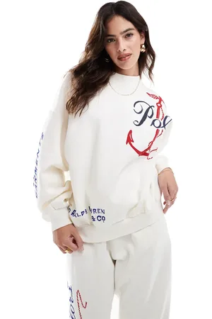 Ralph Lauren Nautical print logo sweatshirt co-ord in cream