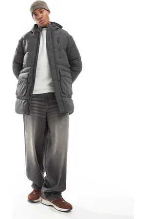 Brave Soul Longline padded jacket in dark grey
