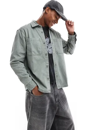 Hollister Overdye washed denim overshirt in mid