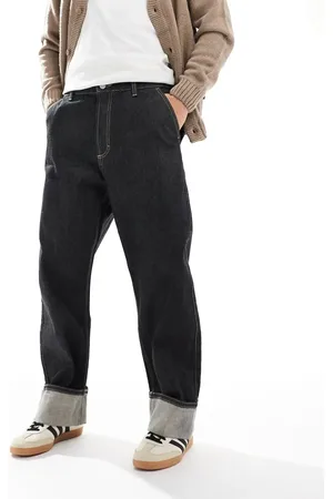 Bershka Baggy co-ord jeans with fold over hem in dark