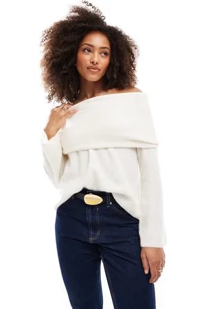 VERO MODA Slouchy off shoulder jumper in snow melange