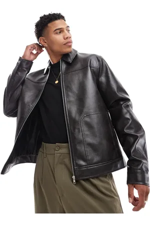 ASOS Faux leather harrington jacket in washed