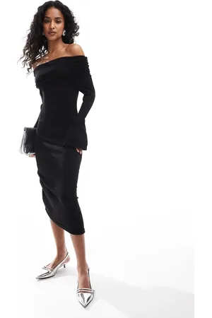 Style Cheat Bardot ruched knit dress in