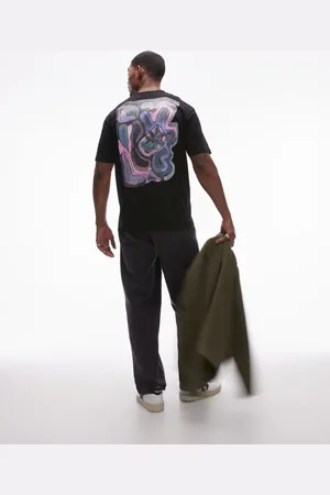 Topman Oversized fit t-shirt with front and back painted abstract print in