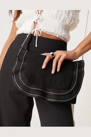 True Decadence Ruffle clutch bag with diamante detail in