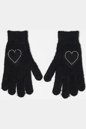 Monki Gloves with rhinestone heart in
