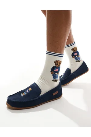 Ralph Lauren Brenan slipper with bear logo in suede