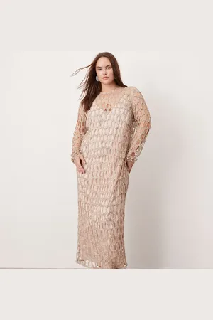 ASOS Curve embellished circle cut work midaxi dress in