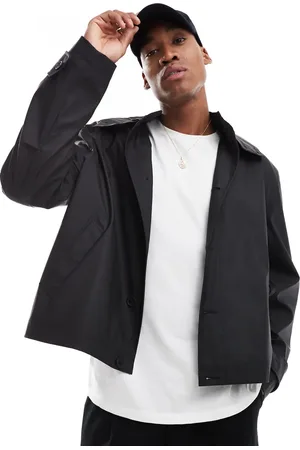 ASOS Rubberised cropped trench coat with hood in
