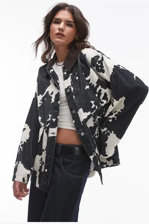 Topshop Cord jacket in cow print