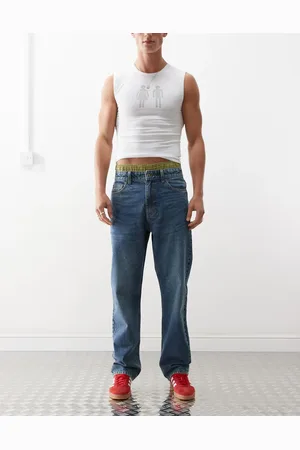 COLLUSION X005 straight leg straight leg jeans in midwash - MBLUE