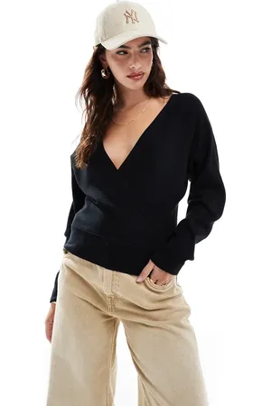 Object Low v-neck wrap front jumper in