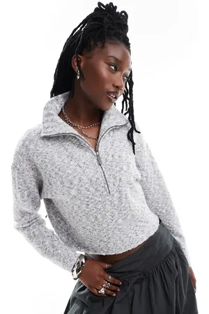 Native Youth Zip detail funnel neck jumper in marl