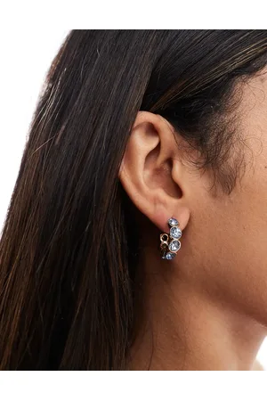 Pieces® Stone hoop earrings in gold