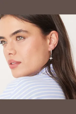 Orelia North star hoop earrings in sterling plated