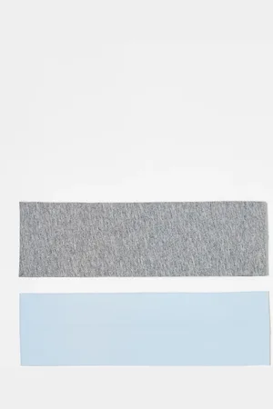 Monki 2 pack headbands in blue and grey melange
