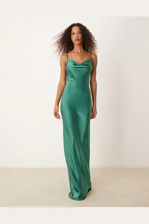 Pretty Lavish Keisha satin maxi dress in emerald