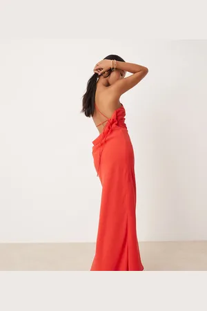 ASOS ASOS DESIGN Petite one shoulder maxi dress with open back in