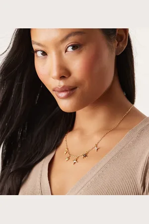 Orelia Mixed starburst charm necklace in 18k plated