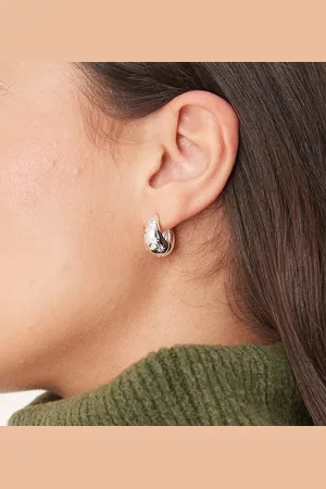 Orelia Tapered crystal starburst hoop earrings in sterling plated