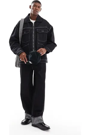 Bershka Baggy carpenter co-ord jean with fold over hem in