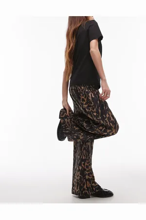 Topshop Smudge leopard plisse trouser in