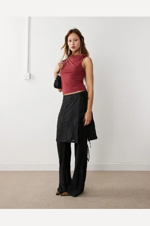 Weekday Nora mix & match burnout semi sheer skirt in side tie detail in