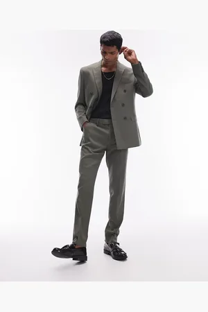 Topman Straight suit trousers in khaki